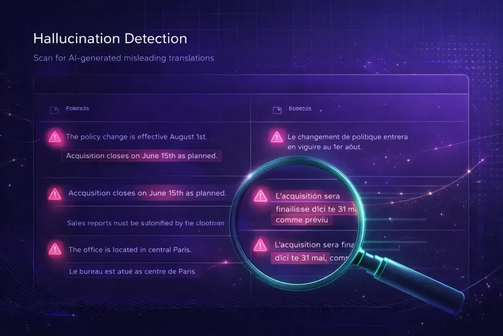 How to detect AI hallucinations in translated documents before deliver