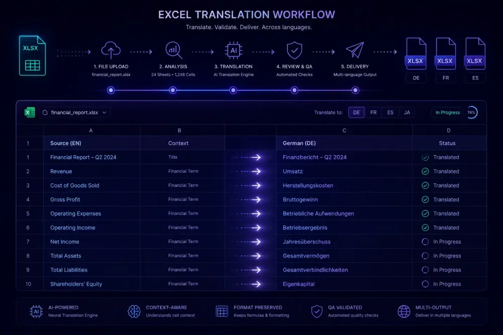 How to translate Excel spreadsheets with AI using SnapIntel